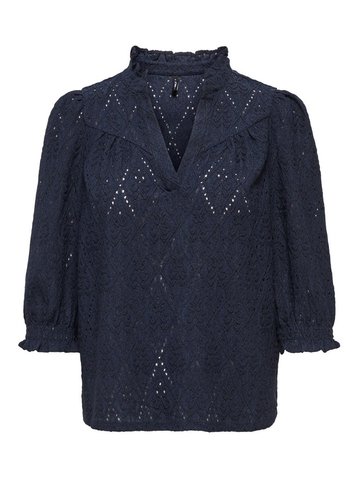 Onlziggy S/s Frill Top Cc Jrs - Navy