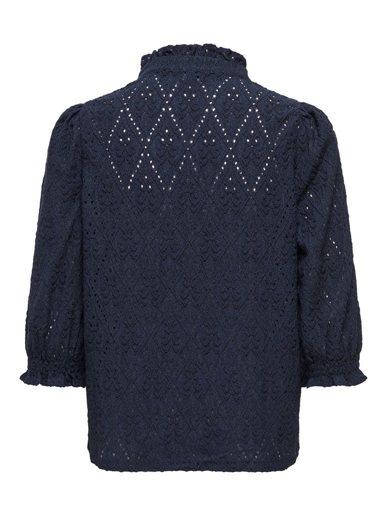 Onlziggy S/s Frill Top Cc Jrs - Navy