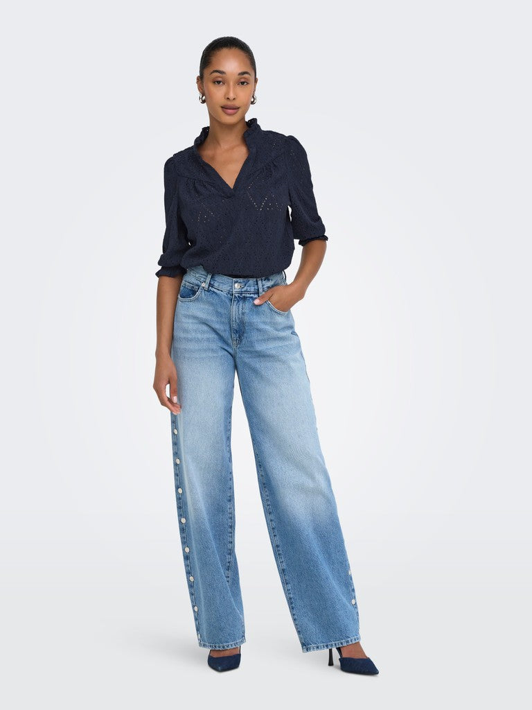 Onlziggy S/s Frill Top Cc Jrs - Navy