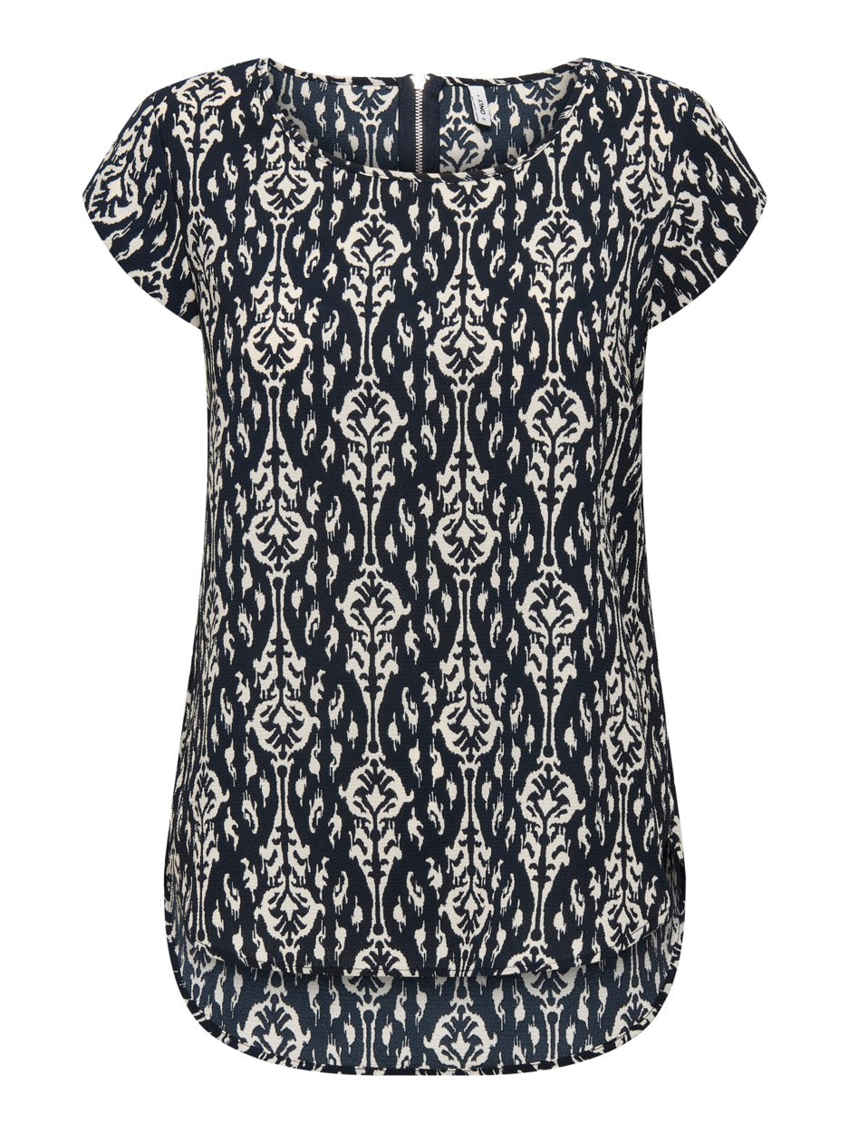 Onlvic S/s Aop Top Noos Ptm - Blauw Dessin