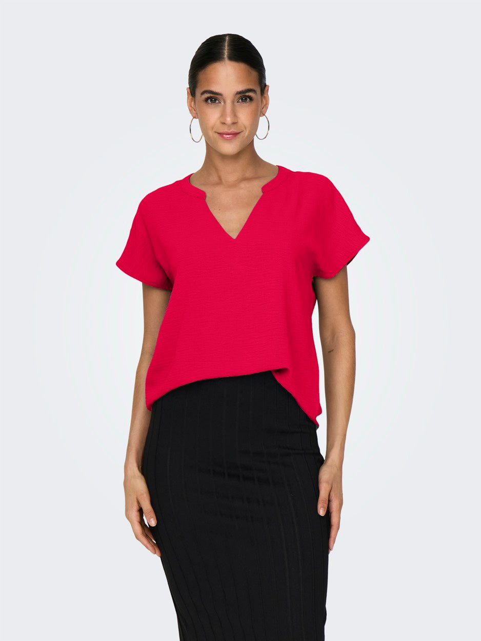 Jdylion S/s Top Wvn Noos - Rood