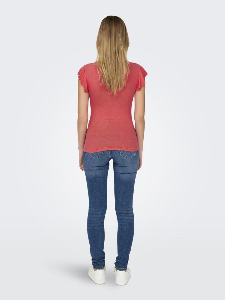 Onlbelia Cap Sleeve Top Jrs Noos - Koraal Rood