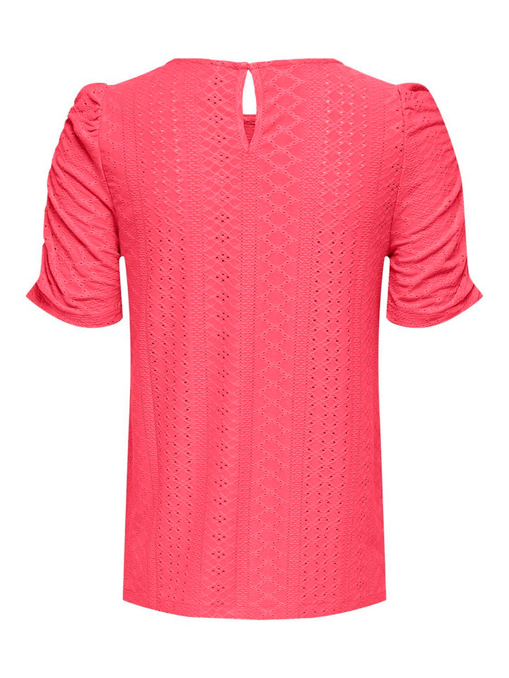 Onlsandra S/s Puff Top Cs Jrs - Koraal Rood