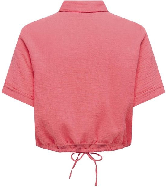 Onlthyra S/s V-neck String Top Cs Wvn - Koraal Rood