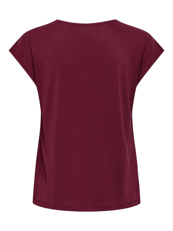 Onlfree S/s Mod.v-neck Top Jrs Noos - Bordeaux