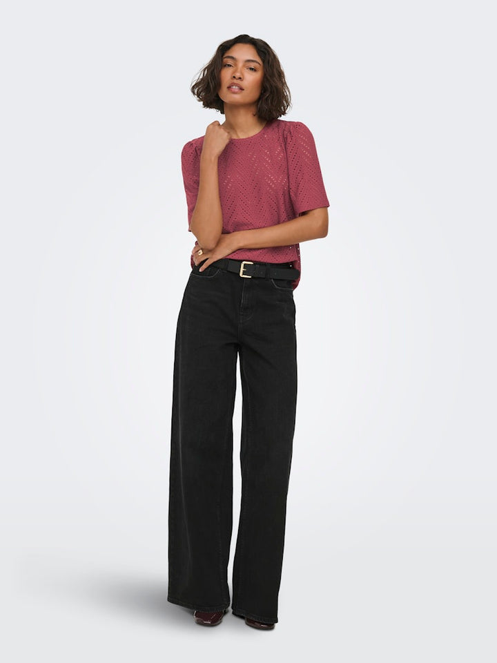 Jdycarla Cathinka S/s Top Jrs Noos - Bordeaux