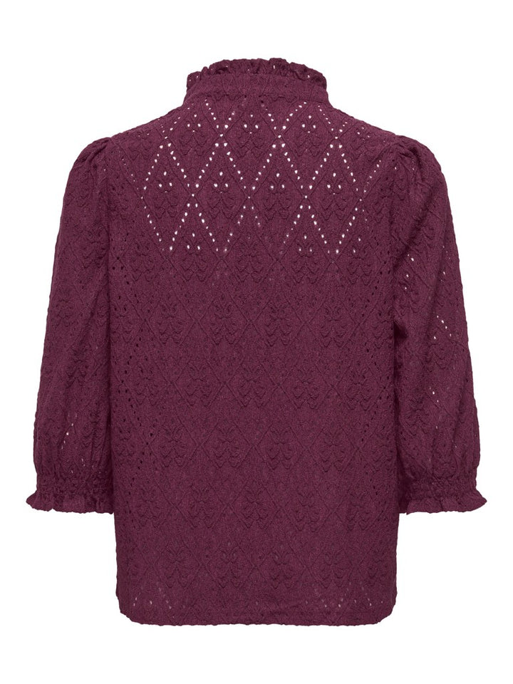 Onlziggy S/s Frill Top Cc Jrs - Bordeaux