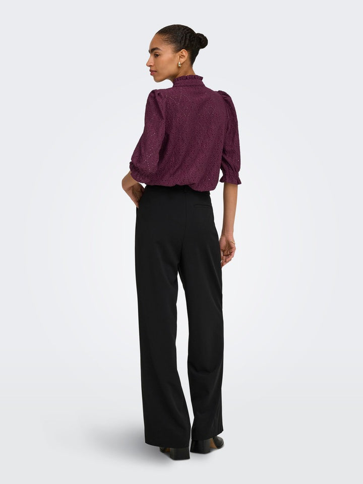 Onlziggy S/s Frill Top Cc Jrs - Bordeaux