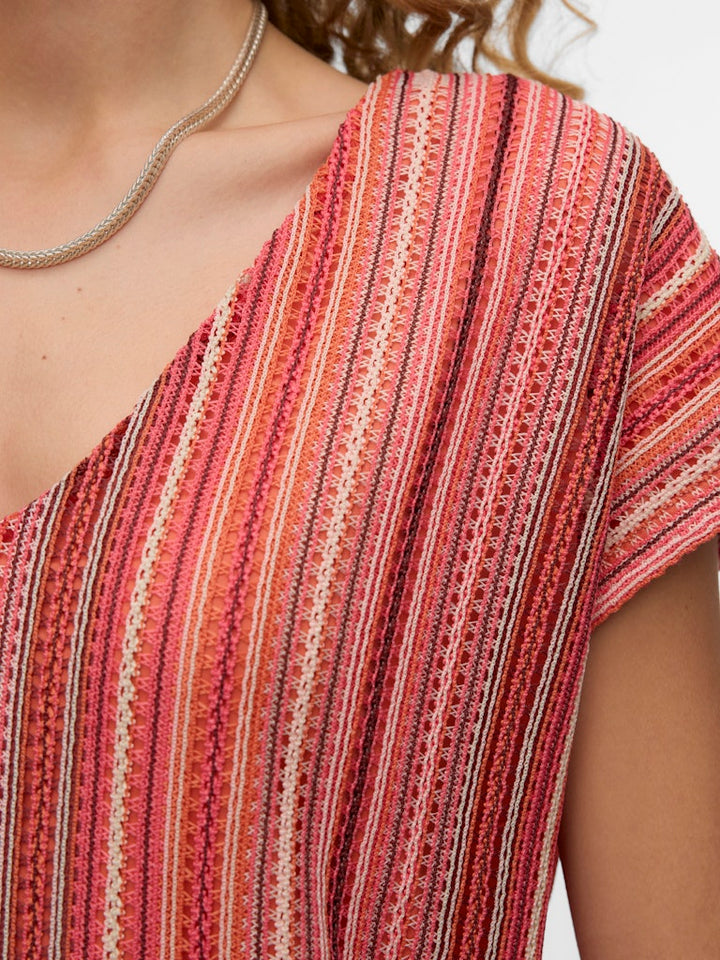 Vmdemi Ss V-neck Top Jrs Ga - Rood Dessin
