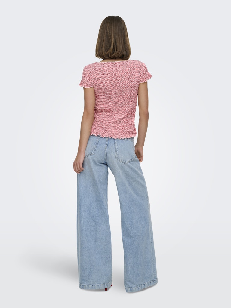 Onlcelle Life Cap Smock Boatneck Top Jrs - Rood Dessin