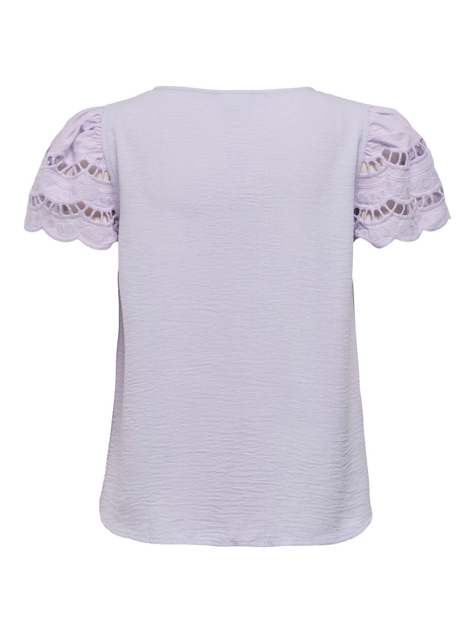 Jdyhannah S/s Lace Top Wvn - Lila