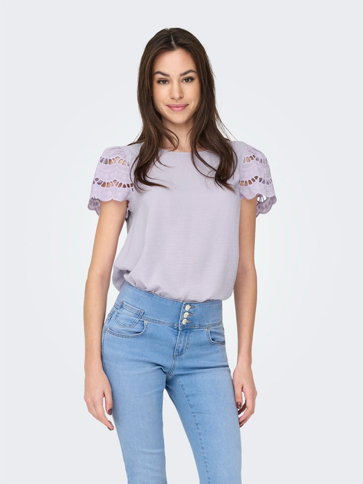 Jdyhannah S/s Lace Top Wvn - Lila