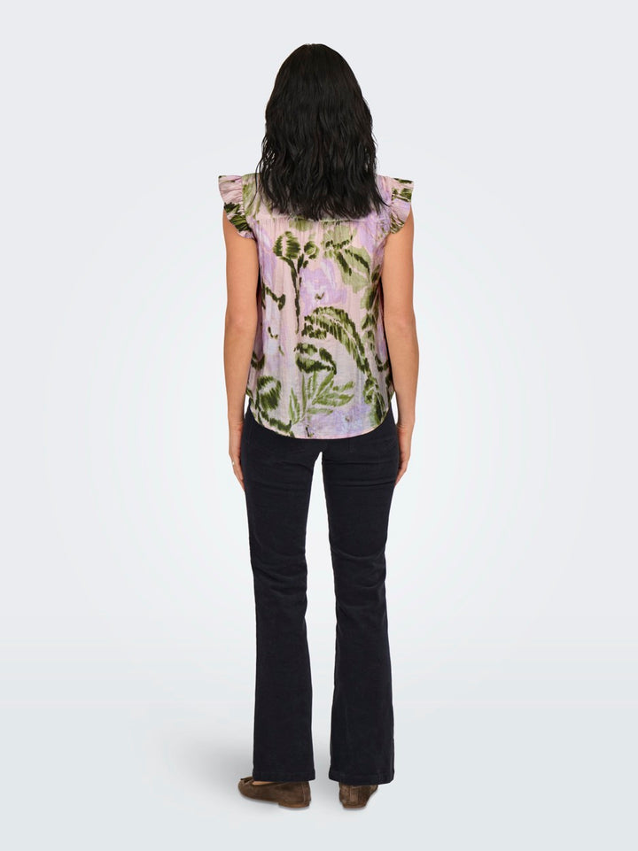 Jdybilly S/l Frill Top Wvn - Paars Dessin
