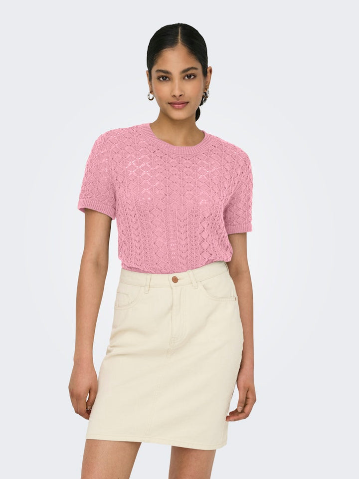 Onlsaga Ss O-neck Knt Noos - Licht Roze