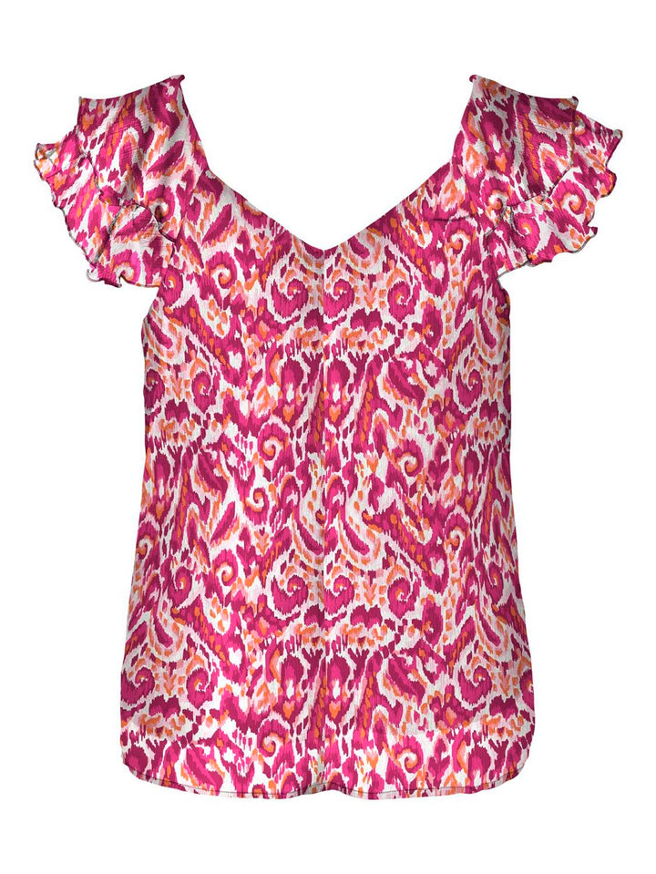 Onlasra Life Capsleeve V-neck Top E - Roze Dessin