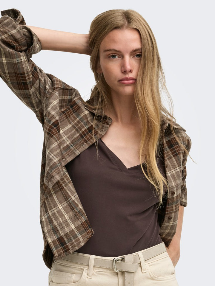 Onlfree S/s Mod.v-neck Top Jrs Noos - Bruin