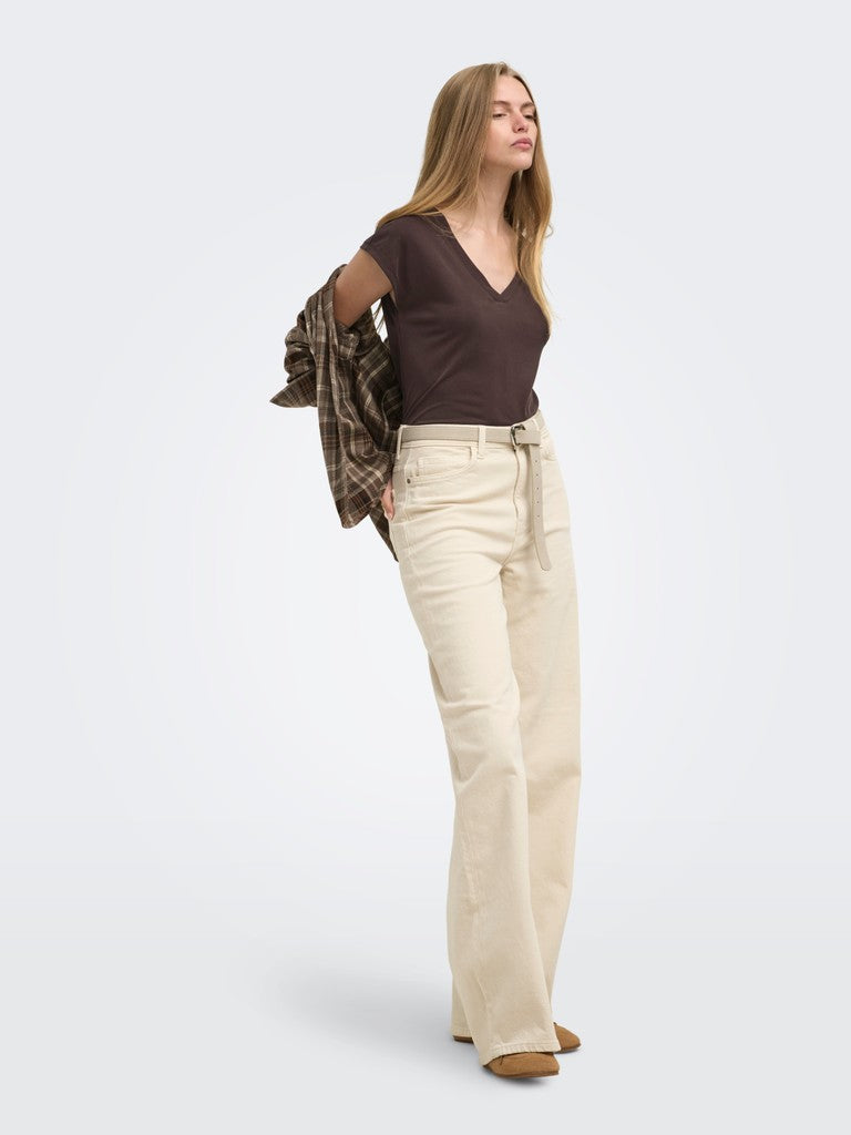 Onlfree S/s Mod.v-neck Top Jrs Noos - Bruin