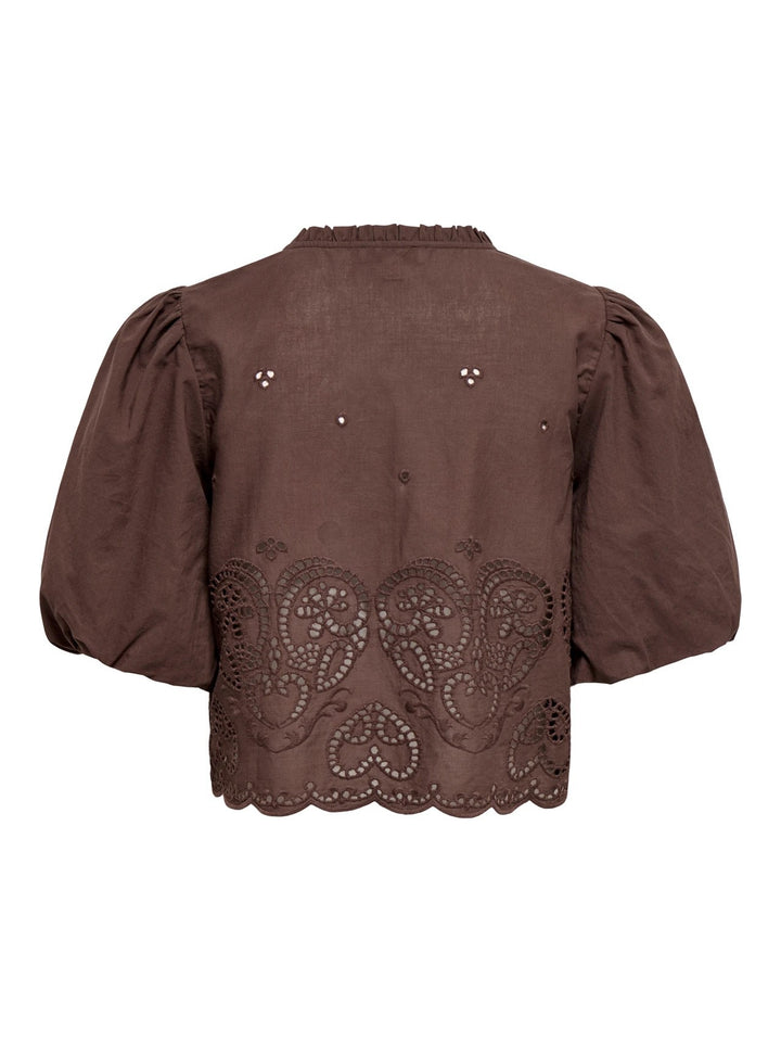 Onlbryson S/s Short Emb Tie Top Wvn - Bruin