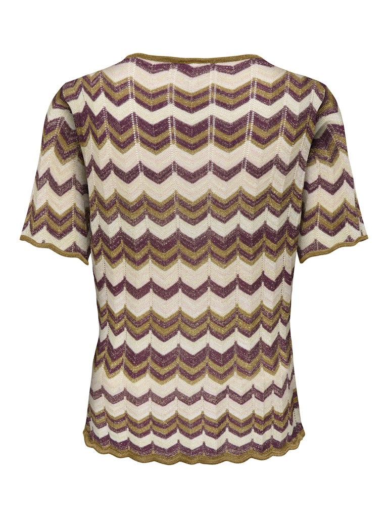 Onlaster Ss Glitter O-neck Tee Knt - Bruin Dessin