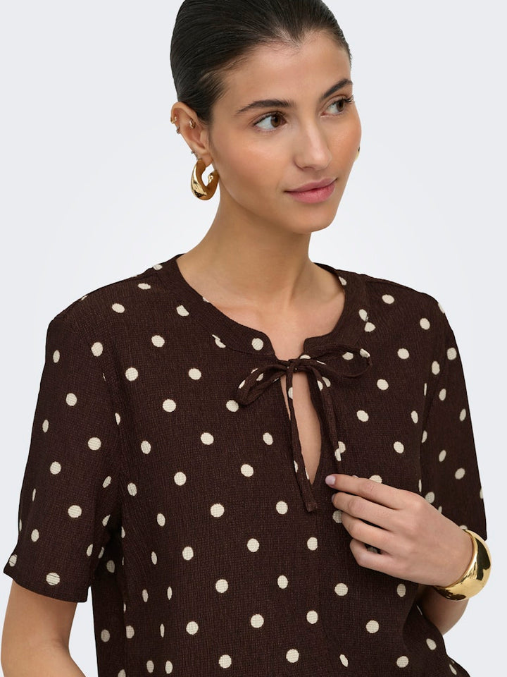 Jdydebbie Ss V Neck Top Jrs Dia - Bruin Dessin