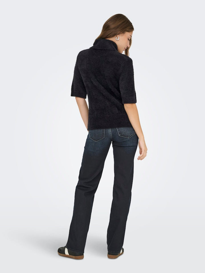 Onlpiumo Ss Highneck Knt - Zwart