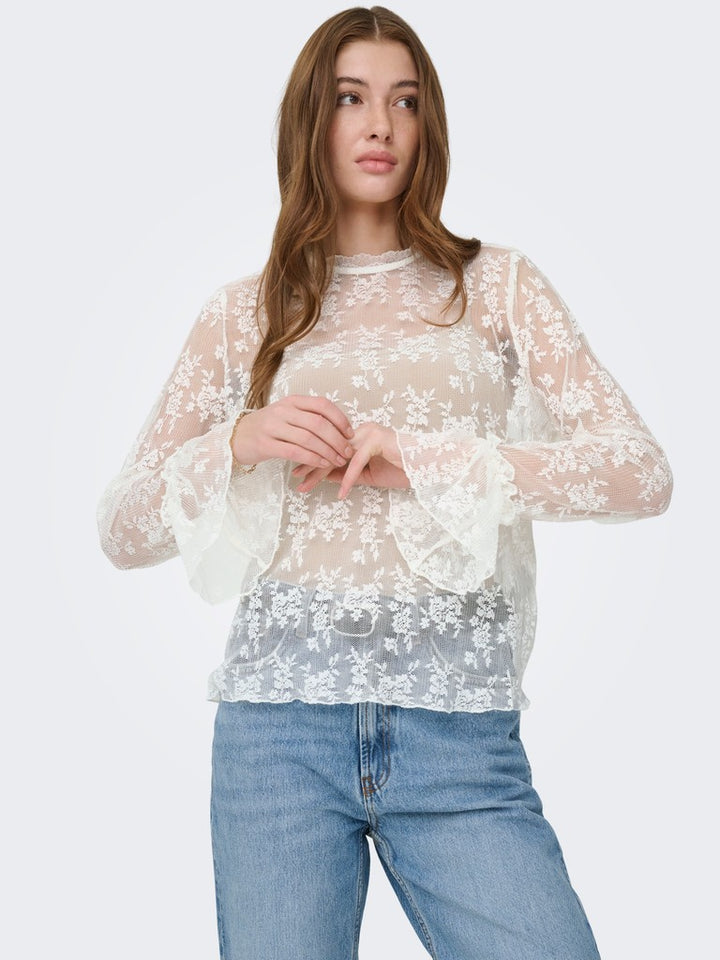 Onlcrisma L/s O-neck Top Wvn - Off-white