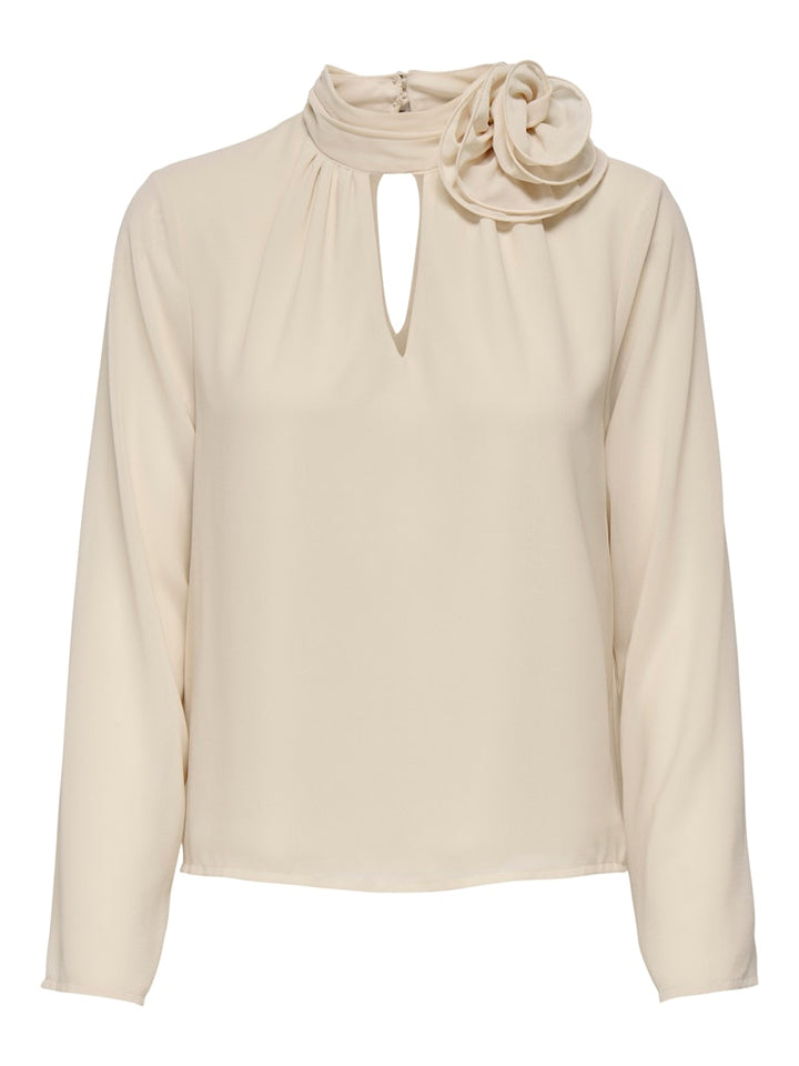 Jdynomi L/s High Neck Rose Top Wvn - Ecru