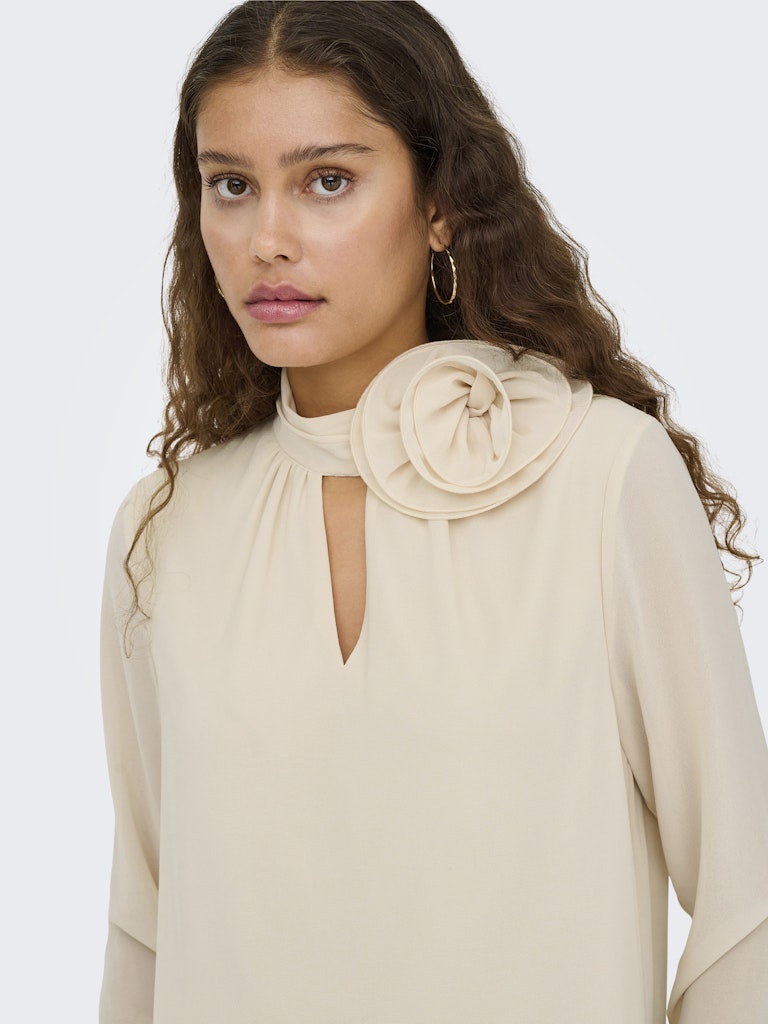 Jdynomi L/s High Neck Rose Top Wvn - Ecru