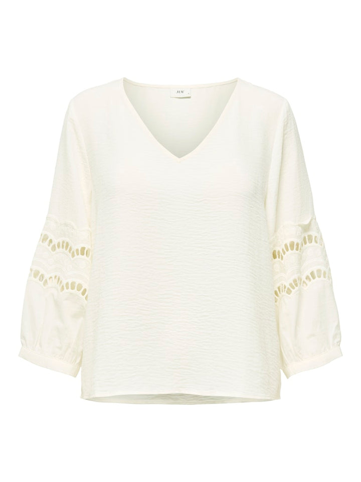 Jdyhannah Life 3/4 Lace Top Wvn - Ecru