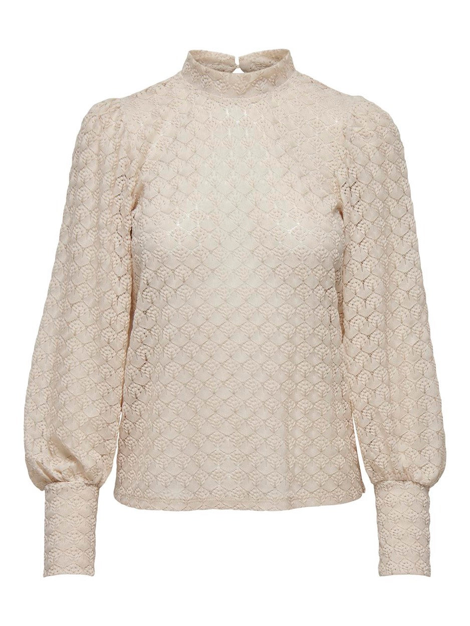 Jdyavery L/s Lace Top Jrs Noos - Ecru