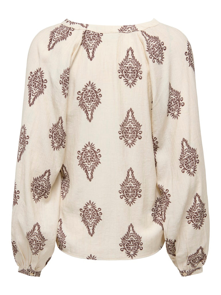 Jdyholly L/s  Smock Top Wvn - Ecru Dessin