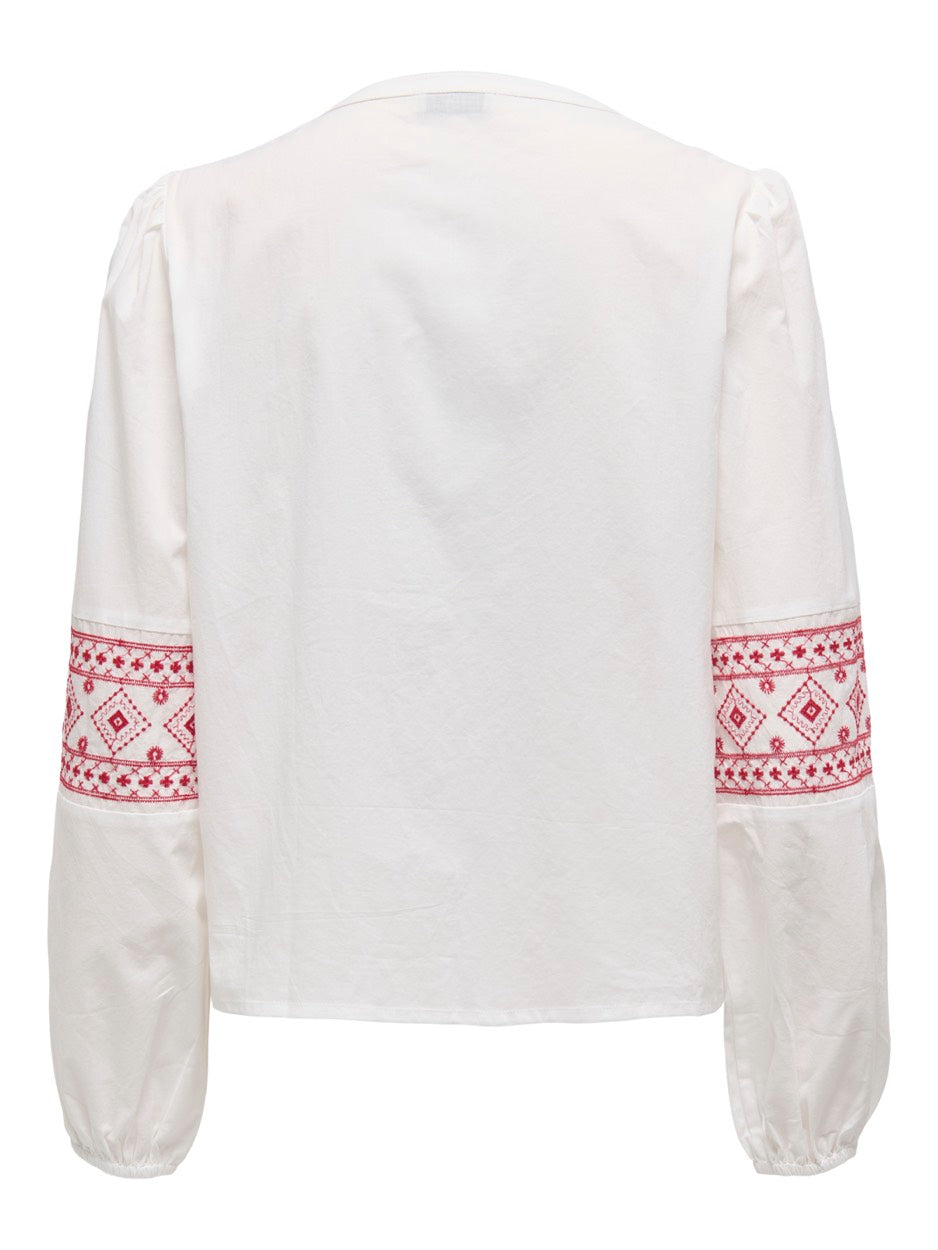 Jdylulu Ls Embroidery Shirt - Wit Dessin