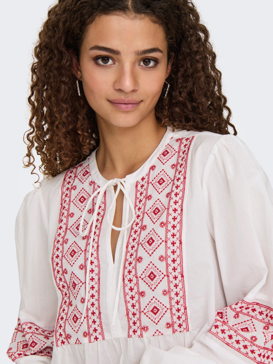 Jdylulu Ls Embroidery Shirt - Wit Dessin