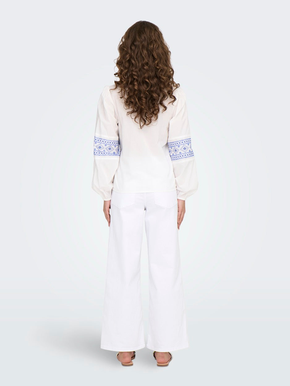 Jdylulu Ls Embroidery Shirt - Wit Dessin