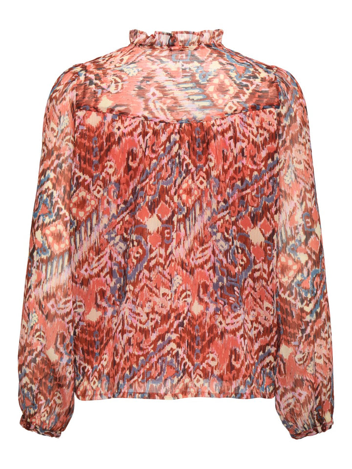 Onlvikki Life L/s V-neck Lace Shirt - Oranje Dessin