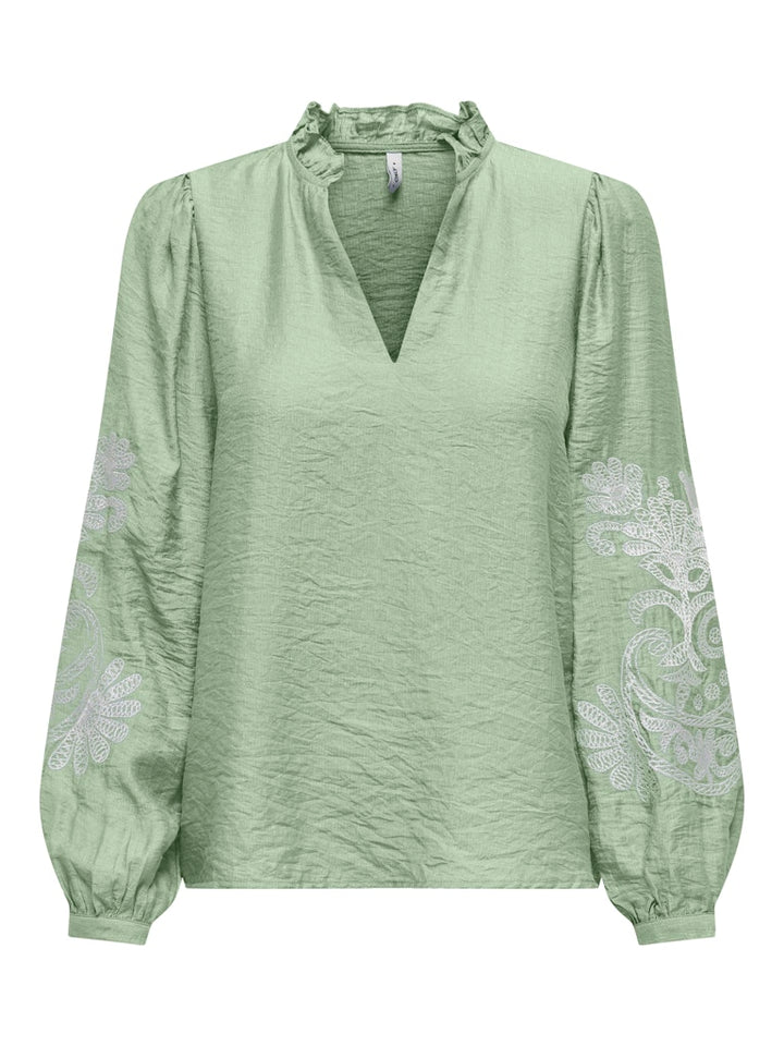 Onlnew Malou L/s Emb Top Wvn Cs - Mint