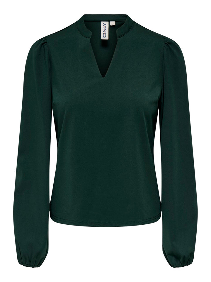 Onlanie Ls V-neck Top Pnt - Donkergroen