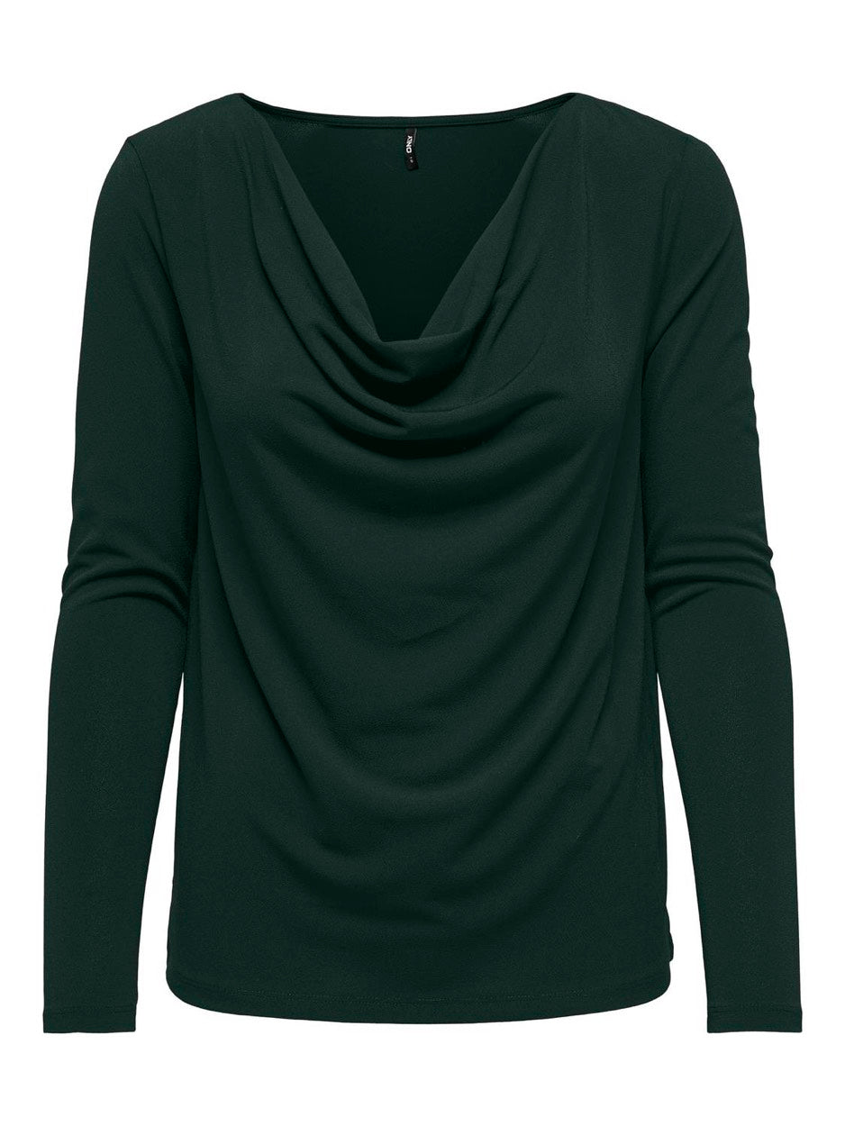 Onlsansa L/s Waterfall Top Jrs - Donkergroen