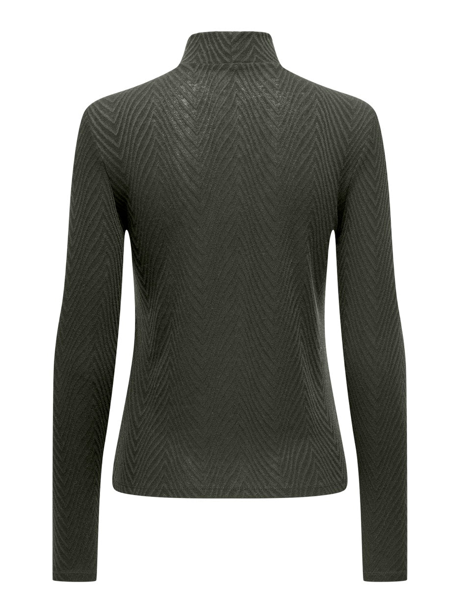 Onlzuri Life L/s High Neck Top Jrs - Donkergroen