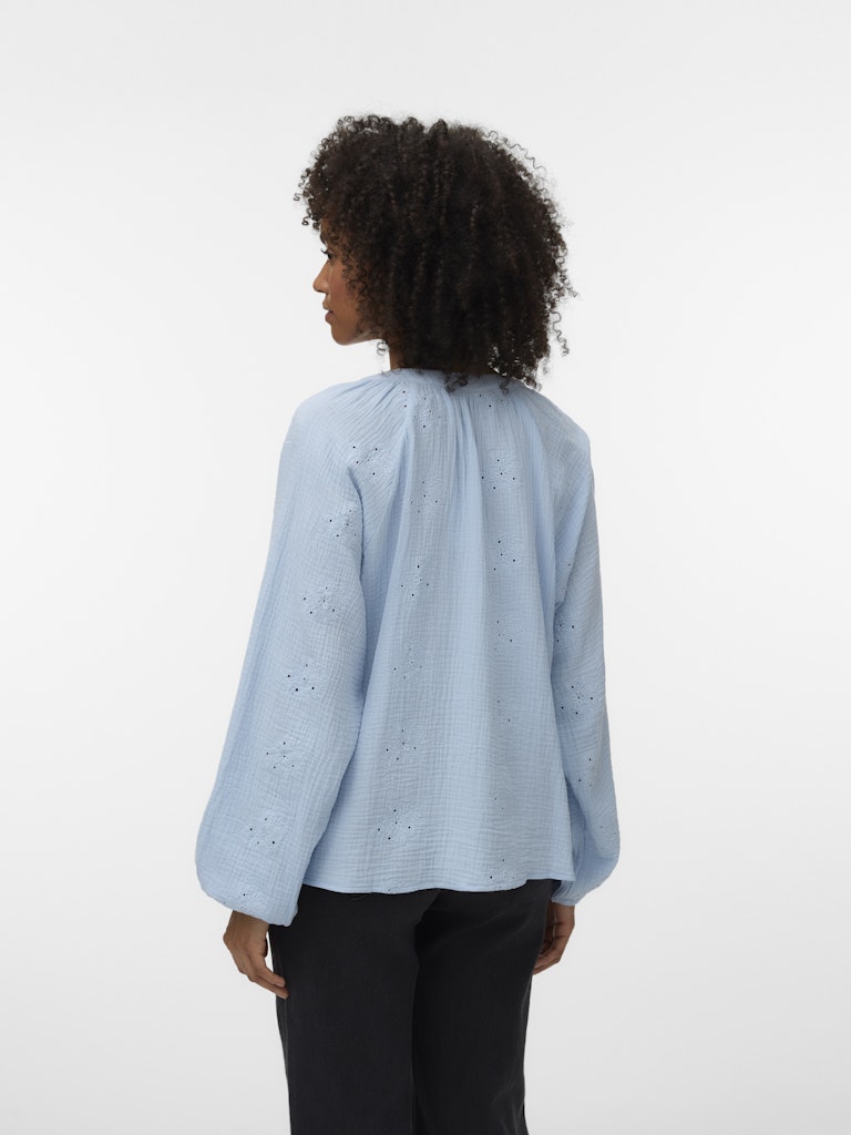 Vmnatali Ls Emb Top Wvn Noos - Lichtblauw