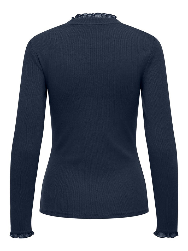 Onlleslie L/s Lace Mix Top Jrs - Navy