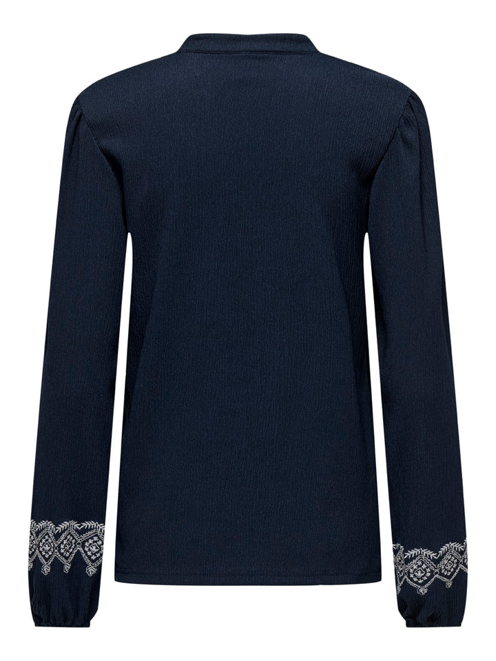 Onlnanna L/s Embroidery Blouse Jrs - Navy