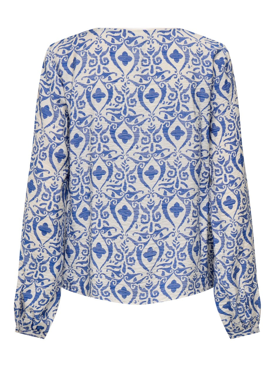 Jdytroya May Life Ls Top - Blauw Dessin