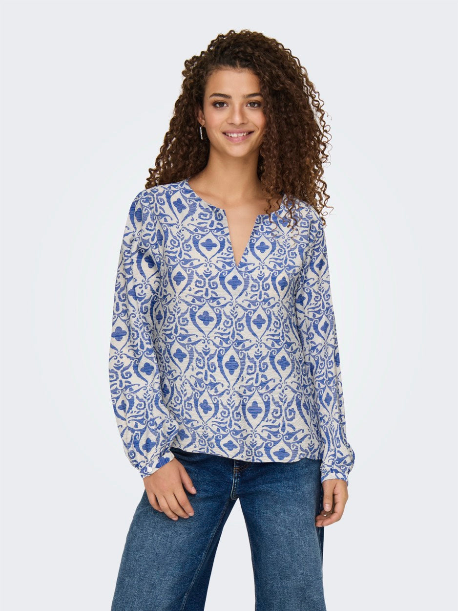 Jdytroya May Life Ls Top - Blauw Dessin