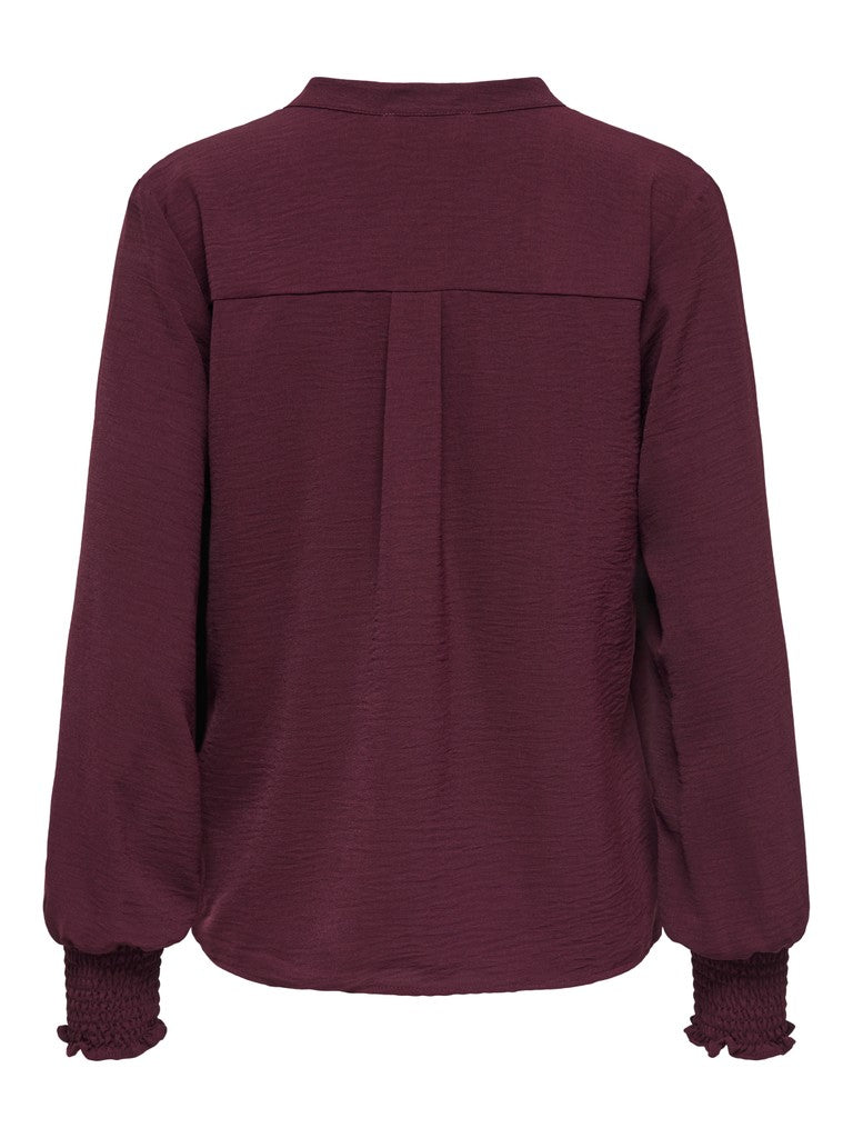 Onlmette V-neck Ls Smock Top Noos Wvn - Wijnrood