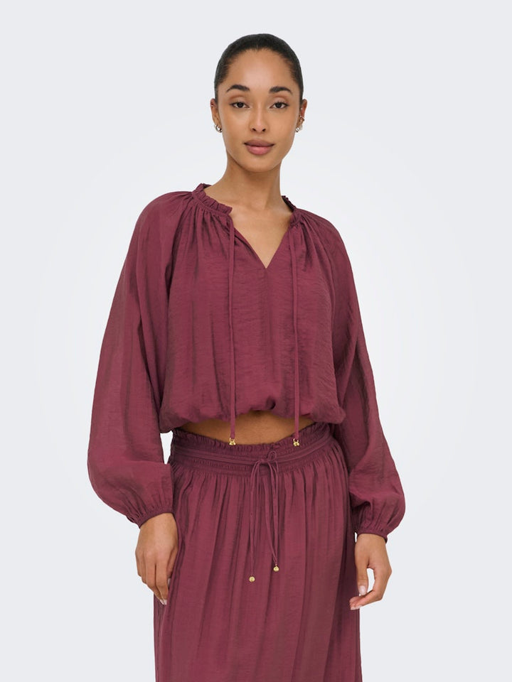 Jdypaige L/s Top Wvn - Steenrood