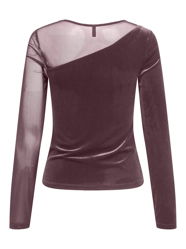 Onlsmooth L/s Mesh Mix Top Box Jrs - Bordeaux