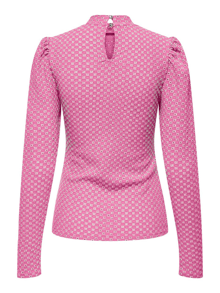 Onlgenny L/s O-neck Structure Top J - Roze Dessin