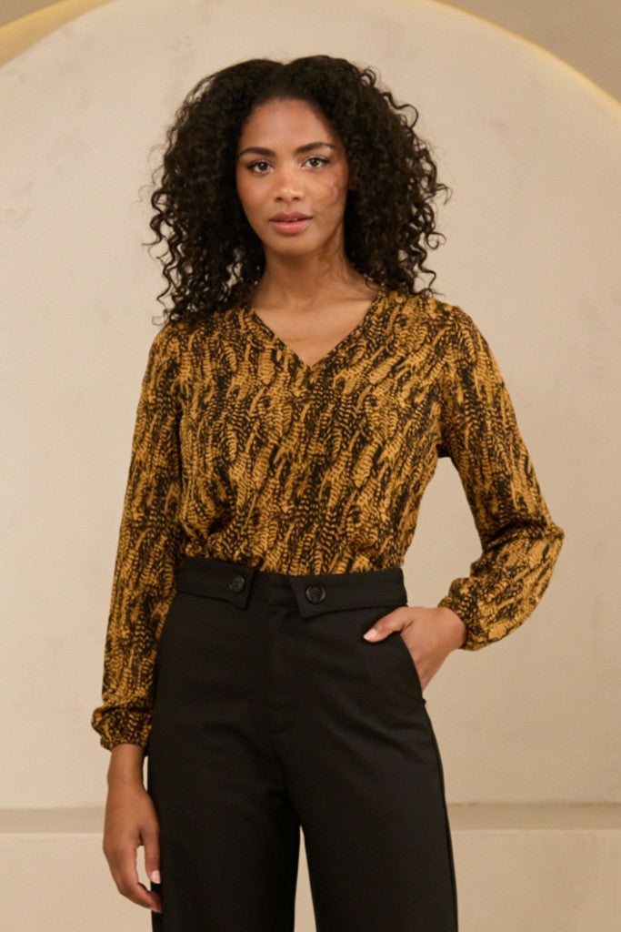 Blouse Agnes - Bruin Dessin