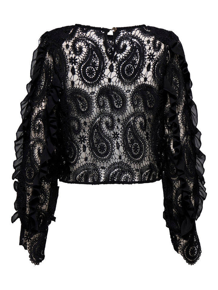 Onlhallie Ls Lace Top - Zwart